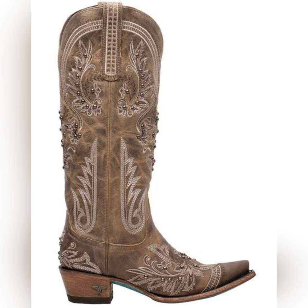 Lane Santorini Women's Embroidered Taupe Western Heeled Boot - Picture 3 of 15